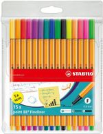 Kit 15 Caneta Stabilo Point 88 Ponta Agulha 0,4mm