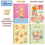 Caderno Universitário Tilibra Capyclub 10 Matérias 160 Folhas - Espiral Capa Dura Capivara Fofa