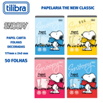 Papel de Carta Tilibra Snoopy Folhas Decoradas Vintage - 50 Folhas