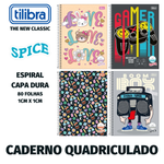 Caderno Quadriculado Tilibra Spice Espiral Capa Dura 1x1 cm - 80 Folhas