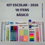 Kit Material Escolar Volta às Aulas 2026 - 18 Itens Básicos Tom Pastel Caneta Colorida Marca Texto