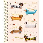 Caderno Colegial Brownie Tilibra Capa Dura Fofo Cachorrinho Salsicha - 1 ou 10 Matérias