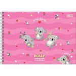 Caderno de Cartografia e Desenho Tilibra Holly Espiral Capa Dura Fofo Tom Pastel 80 Folhas