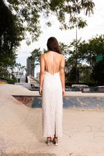 VESTIDO LONGO TULE BORDADO OFF WHITE - PULSE 