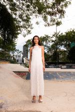 VESTIDO LONGO TULE BORDADO OFF WHITE - PULSE 