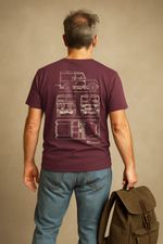 CAMISETA PREMIUM UNISSEX DESENHO TÉCNICO BORDÔ