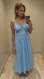 Vestido Longo Decote V - Alças Finas