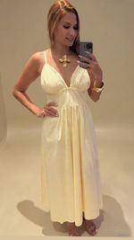 Vestido Longo Decote V - Alças Finas