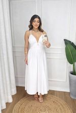 Vestido Longo Decote V - Alças Finas