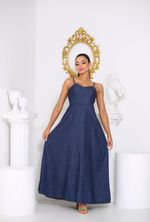 Vestido Jeans Fino Longo - 100% Algodão