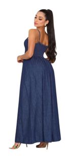 Vestido Jeans Fino Longo - 100% Algodão