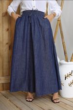 Saia Longa Evasê Jeans - Cintura Ajustável