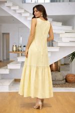 Vestido Longo em Viscolinho - Recorte e Zíper Invisível nas Costas