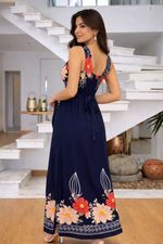 Vestido Longo Floral em Viscose - Fenda
