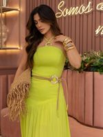 Vestido Longo - Decote Halter e Saia Fluida