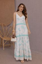 Vestido Longo Estampado Viscose - Alças Finas