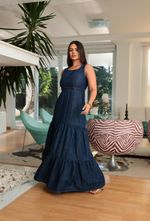 Vestido Longo Jeans - Recortes em Camadas