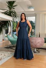 Vestido Longo Jeans - Recortes em Camadas