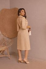 Vestido Midi Tweed - Texturizado Fenda Frontal