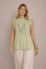 Blusa Chiffon - Babados e Botões Frontais