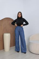 Calça Pantalona Jeans - Cintura Alta