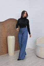 Calça Pantalona Jeans - Cintura Alta