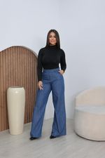 Calça Pantalona Jeans - Cintura Alta