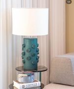 Abajur Pinus Verde C/ Cupula em Linho Off White - By Poli