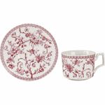 Conj. 4 Xícaras de Chá com Pires Fiori - Bordô 220ml
