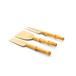 Conj. Talheres P/ Queijo Bambu Natural - Dourado 3 Pçs