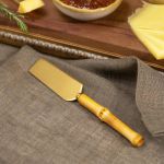 Conj. Talheres P/ Queijo Bambu Natural - Dourado 3 Pçs