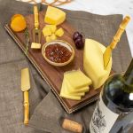Conj. Talheres P/ Queijo Bambu Natural - Dourado 3 Pçs