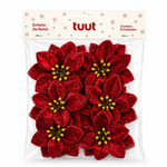 Enfeite Natal - Conj. com 6 Flores Bico Papagaio - 11cm