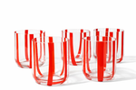 Jogo 6 Copos Vidro Listras Vermelho