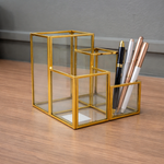 Porta - Pincéis/Canetas 4 Divisões - Dourado