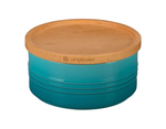 Pote com Tampa de Madeira 420ml - Azul Caribe - Le Creuset