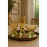 Taça Sobremesa de Vidro Verde/Âmbar