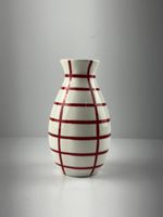 Vaso Decorativo Cerâmica Grid Branco/Vermelho