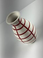 Vaso Decorativo Cerâmica Grid Branco/Vermelho