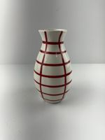 Vaso Decorativo Cerâmica Grid Branco/Vermelho