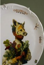 Prato Menino Lobo c/ Detalhe Ouro - Greghi Design - 28cm