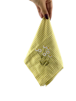 Guardanapo de Tecido Bordado Xadrez Amarelo  - Daisy