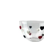 Bowl em Acrílico com Corações Preto / Branco/ Vermelho - G