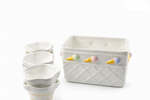 Pote  para Sorvete em Cerâmica Sweet Cream - com 6 Bowls