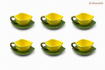 Jogo de 6 Xícaras de Café com Pires Limão Siciliano - 100ml