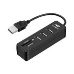 HUB USB C3Tech com 3 Portas USB 2.0  e Leitor de Cartão HU-L200BK