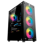 Gabinete Gamer Hayom GB1749, Lateral e Frontal em Vidro Temperado, 4x Fan RGB, Preto