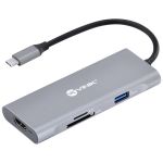 HUB USB Tipo C, 7 em 1, 3x USB 3.0, Leitor de Cartão, HDMI, Tipo C com Power Delivery - HC-7