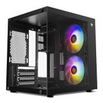 Gabinete Gamer Atom X, Lateral de Vidro, Com 2 Fans, Preto, PG-ATOMX-BK