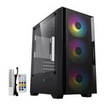 Gabinete Gamer Acegeek Stratus Mesh, ARGB, Lateral de Vidro, Preto, 3 Fans,  AG-STRATUS-MESH-BK-I3F-ARGB